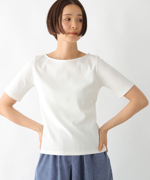 LEPSIM(レプシィム)の「多機能リブ5分袖T 286159(Tシャツ/カットソー・レディース・ブラック/オフホワイト/ホワイト×ブラック・FREE)」の2枚目の写真