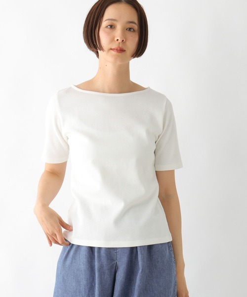 LEPSIM(レプシィム)の「多機能リブ5分袖T 286159(Tシャツ/カットソー・レディース・ブラック/オフホワイト/ホワイト×ブラック・FREE)」の4枚目の写真