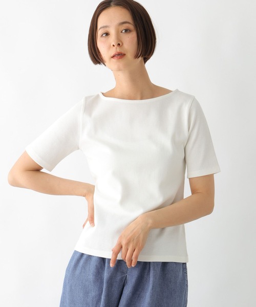 LEPSIM(レプシィム)の「多機能リブ5分袖T 286159(Tシャツ/カットソー・レディース・ブラック/オフホワイト/ホワイト×ブラック・FREE)」の5枚目の写真