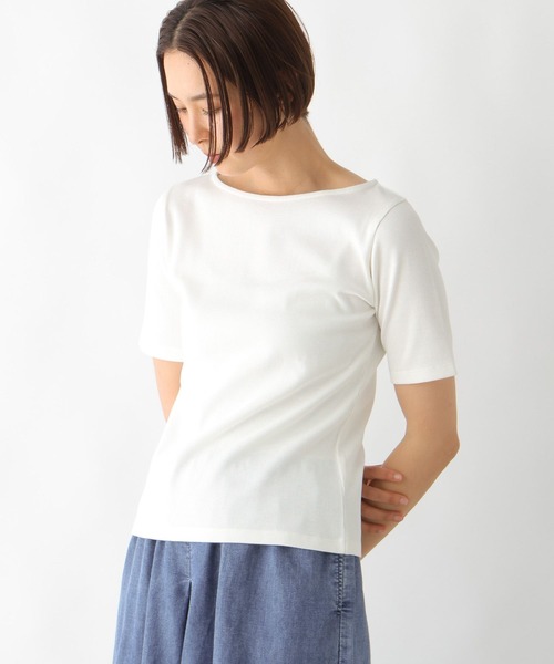 LEPSIM(レプシィム)の「多機能リブ5分袖T 286159(Tシャツ/カットソー・レディース・ブラック/オフホワイト/ホワイト×ブラック・FREE)」の6枚目の写真