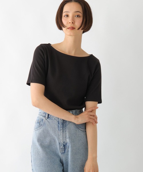 LEPSIM(レプシィム)の「多機能リブ5分袖T 286159(Tシャツ/カットソー・レディース・ブラック/オフホワイト/ホワイト×ブラック・FREE)」の11枚目の写真