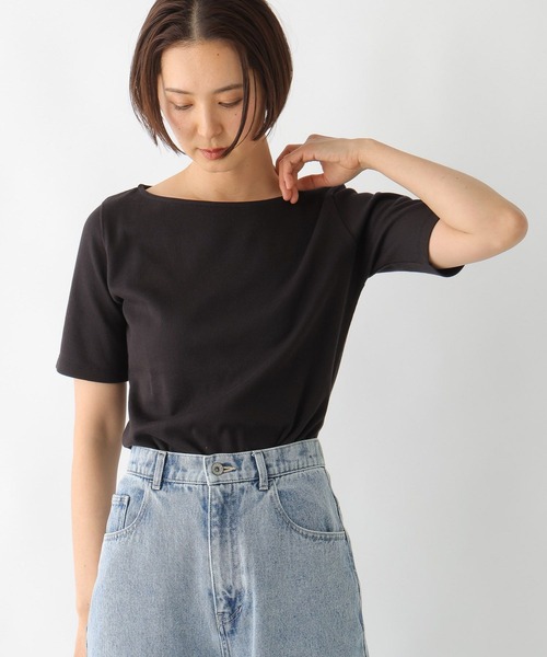 LEPSIM(レプシィム)の「多機能リブ5分袖T 286159(Tシャツ/カットソー・レディース・ブラック/オフホワイト/ホワイト×ブラック・FREE)」の12枚目の写真