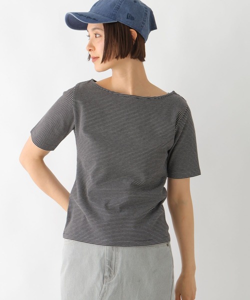 LEPSIM(レプシィム)の「多機能リブ5分袖T 286159(Tシャツ/カットソー・レディース・ブラック/オフホワイト/ホワイト×ブラック・FREE)」の17枚目の写真