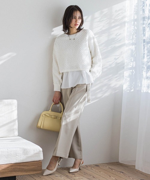 LAUTREAMONT(ロートレアモン)の「ベルト付きワイドシルエットパンツ≪洗濯機で洗える≫(スラックス・レディース・ベージュ/ブラック/ホワイト・7号/11号/9号)」の3枚目の写真