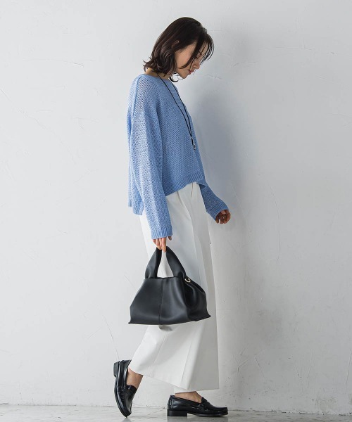 LAUTREAMONT(ロートレアモン)の「ベルト付きワイドシルエットパンツ≪洗濯機で洗える≫(スラックス・レディース・ベージュ/ブラック/ホワイト・7号/11号/9号)」の21枚目の写真