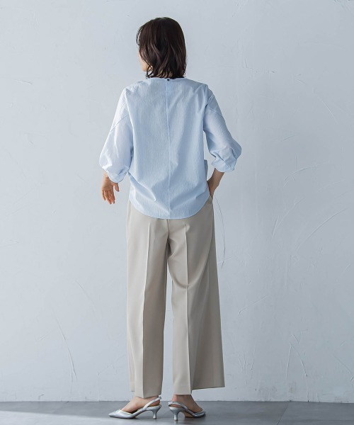 LAUTREAMONT(ロートレアモン)の「ベルト付きワイドシルエットパンツ≪洗濯機で洗える≫(スラックス・レディース・ベージュ/ブラック/ホワイト・7号/11号/9号)」の5枚目の写真
