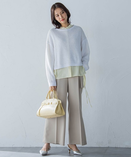 LAUTREAMONT(ロートレアモン)の「ベルト付きワイドシルエットパンツ≪洗濯機で洗える≫(スラックス・レディース・ベージュ/ブラック/ホワイト・7号/11号/9号)」の12枚目の写真