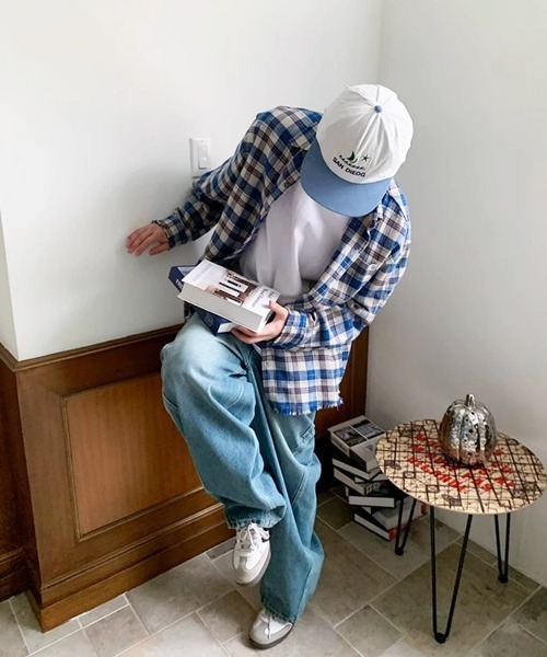 NOWLE（ノウル）の「【NOWLE】裾ダメージ加工 チェック柄 ボタンシャツ（シャツ/ブラウス・メンズ・ブルー・MEDIUM/LARGE/X-LARGE）」の5枚目の写真