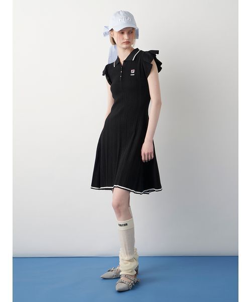 ニットセットチュールタフタワンピース(ロングワンピース
