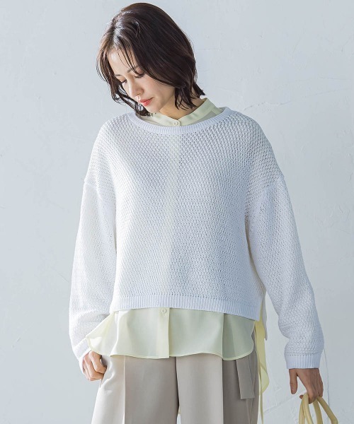 LAUTREAMONT（ロートレアモン）の「サイドリボンドレープブラウス≪イージーケア≫（シャツ/ブラウス・レディース・ライトブルー/イエロー/ブラック/ホワイト・9号）」の22枚目の写真