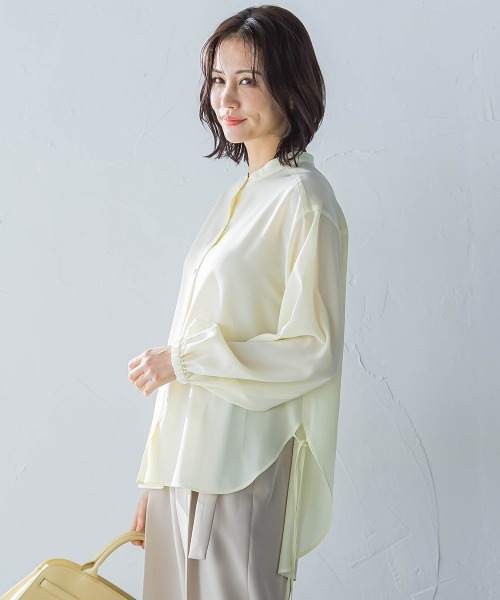 LAUTREAMONT（ロートレアモン）の「サイドリボンドレープブラウス≪イージーケア≫（シャツ/ブラウス・レディース・ライトブルー/イエロー/ブラック/ホワイト・9号）」の18枚目の写真