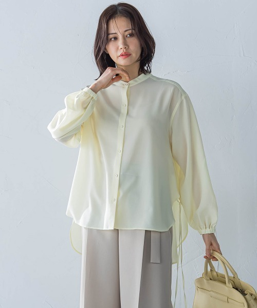 LAUTREAMONT（ロートレアモン）の「サイドリボンドレープブラウス≪イージーケア≫（シャツ/ブラウス・レディース・ライトブルー/イエロー/ブラック/ホワイト・9号）」の19枚目の写真