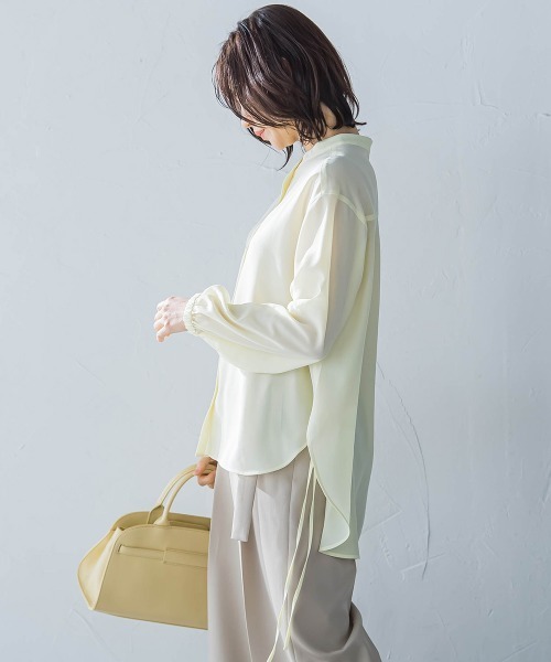 LAUTREAMONT（ロートレアモン）の「サイドリボンドレープブラウス≪イージーケア≫（シャツ/ブラウス・レディース・ライトブルー/イエロー/ブラック/ホワイト・9号）」の20枚目の写真