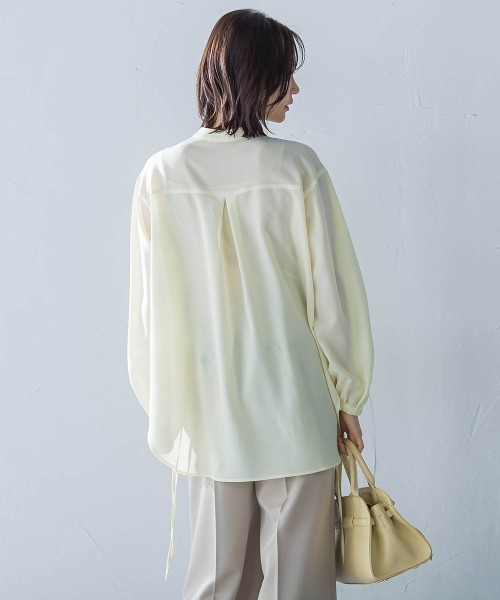 LAUTREAMONT（ロートレアモン）の「サイドリボンドレープブラウス≪イージーケア≫（シャツ/ブラウス・レディース・ライトブルー/イエロー/ブラック/ホワイト・9号）」の21枚目の写真