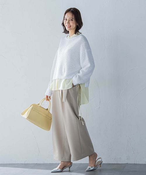 LAUTREAMONT（ロートレアモン）の「サイドリボンドレープブラウス≪イージーケア≫（シャツ/ブラウス・レディース・ライトブルー/イエロー/ブラック/ホワイト・9号）」の6枚目の写真