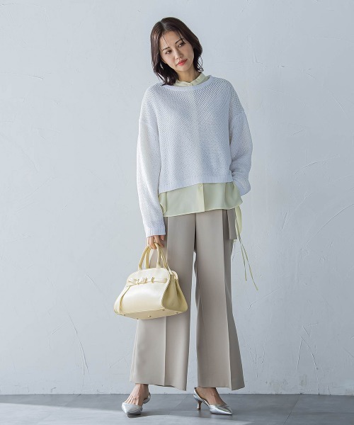 LAUTREAMONT（ロートレアモン）の「サイドリボンドレープブラウス≪イージーケア≫（シャツ/ブラウス・レディース・ライトブルー/イエロー/ブラック/ホワイト・9号）」の7枚目の写真