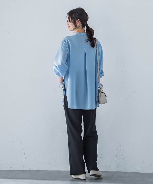 LAUTREAMONT（ロートレアモン）の「サイドリボンドレープブラウス≪イージーケア≫（シャツ/ブラウス・レディース・ライトブルー/イエロー/ブラック/ホワイト・9号）」の16枚目の写真