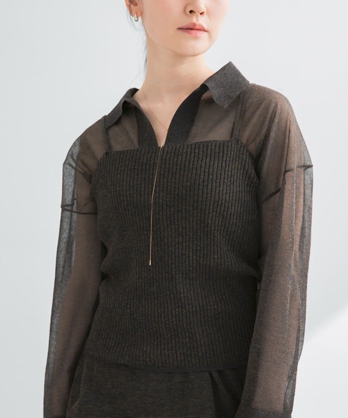 URBAN RESEARCH（アーバンリサーチ）の「ラミー混リブシアーキャミソール（キャミソール・レディース・ブラウン系その他/ホワイト系その他・FREE）」の16枚目の写真