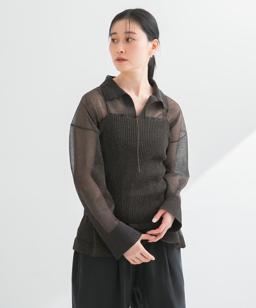 URBAN RESEARCH（アーバンリサーチ）の「ラミー混リブシアーキャミソール（キャミソール・レディース・ブラウン系その他/ホワイト系その他・FREE）」の19枚目の写真