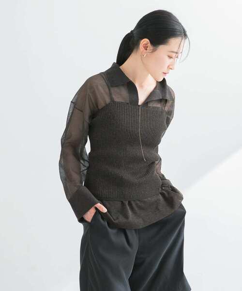 URBAN RESEARCH（アーバンリサーチ）の「ラミー混リブシアーキャミソール（キャミソール・レディース・ブラウン系その他/ホワイト系その他・FREE）」の20枚目の写真