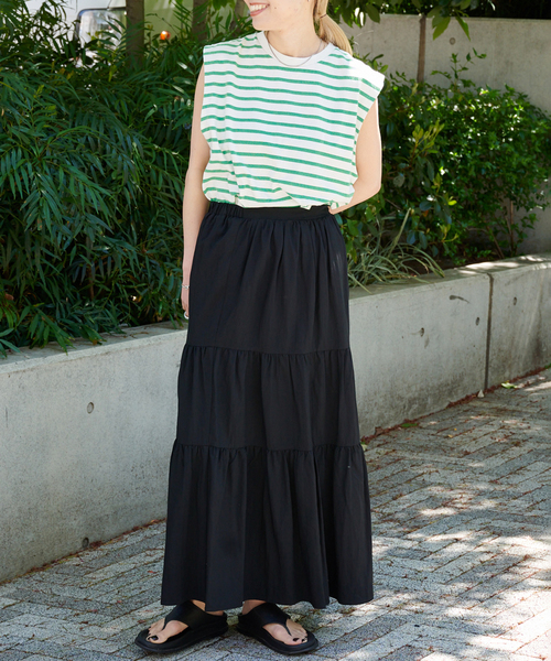 OUTDOOR PRODUCTS(アウトドアプロダクツ)の「VINTAGE LIKE ボーダーノースリTEE(Tシャツ/カットソー・レディース・ピンク/グリーン/ブルー系その他/ブラック・FREE)」の19枚目の写真