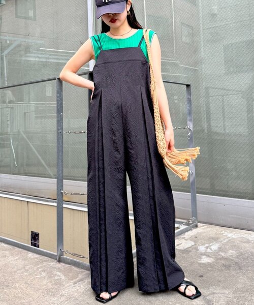 CIAOPANIC TYPY(チャオパニックティピー)の「【タンク付き】ムジ見えチェックサッカーサロペット(サロペット/オーバーオール・レディース・ブラック/ブルー/グリーン・SMALL/MEDIUM)」の10枚目の写真