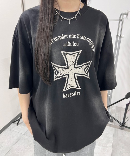 Figments（フィグメンツ）の「クロスビッグＴ（Tシャツ/カットソー・レディース・ブラック/ホワイト・FREE）」の9枚目の写真