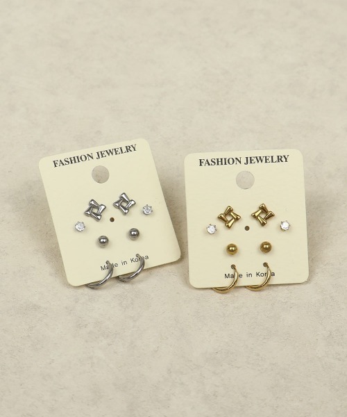 CEMONEMO(セモネモ)の「【金属アレルギー対応】 マルチ ピアス 4セット / ステンレス(ピアス(両耳用)・レディース・その他1/その他2/その他3/その他5/その他4/その他6・FREE)」の4枚目の写真