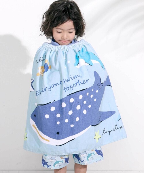 SLAP SLIP（スラップスリップ）の「モチーフプリントラップタオル（スイムグッズ・キッズ・ブルー/オフホワイト/パープル/ピンク・FREE）」の3枚目の写真