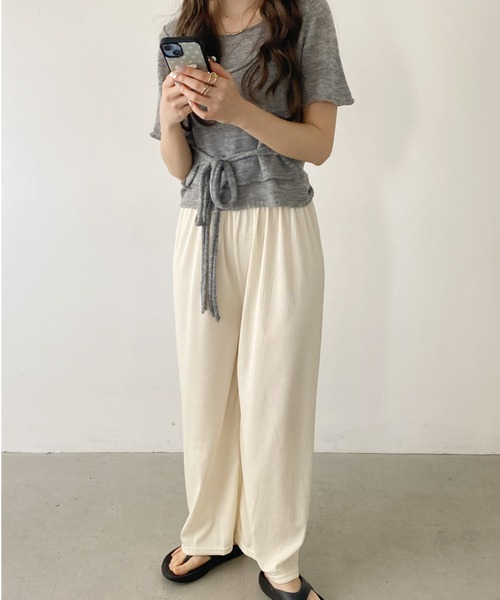 LOVALOT(ラバロット)の「リブニットスリムパンツ(その他パンツ・レディース・グリーン/ピンク/ブラック/オフホワイト/グレー・FREE)」の20枚目の写真