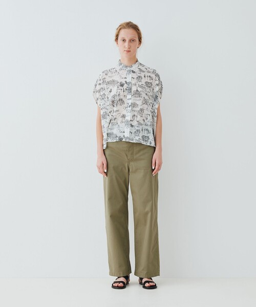 トゥモローランドLandScapeシルクストレッチ スタンドネックボックスシャツ LandScapeシルクストレッチ スタンドネックボックスシャツ