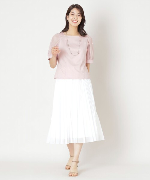 TO BE CHIC(トゥー ビー シック)の「シアーマルチプリーツ スカート(スカート・レディース・ブラック/オフホワイト・40/42/38)」の6枚目の写真