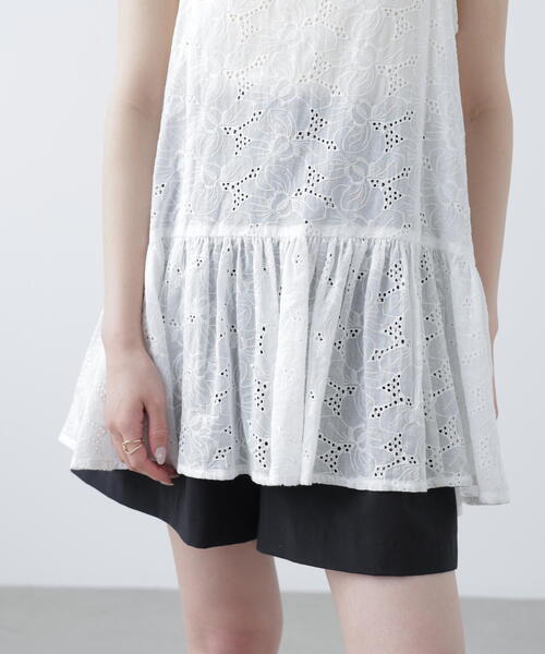 FREE'S MART（フリーズマート）の「［ＭＦＭ］大柄レースキャミチュニック（シャツ/ブラウス・レディース・ブラック/ホワイト・FREE）」の6枚目の写真