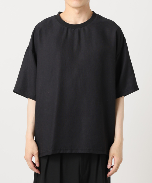 【新品】B.C STOCK リネンコットンベスト　ブラック セール】リネン混 布帛オーバーサイズTシャツ（Tシャツ