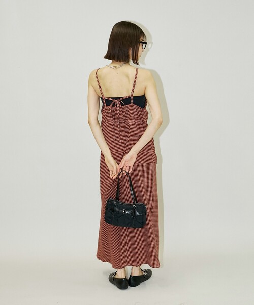 PUBLUX（パブリュクス）の「PUBLUX/パブリュクス ギンガムチェック 切替ギャザー キャミワンピース　限定展開（ワンピース・レディース・オレンジ/イエロー・ﾌﾘ-）」の17枚目の写真