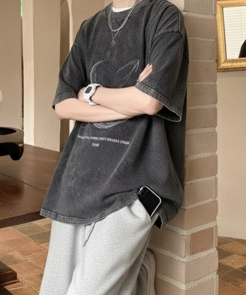 SHEPP(シープ)の「【UNISEX】ムーンプリントピグメントT ハーフスリーブ(Tシャツ/カットソー・メンズ・ベージュ/ブラック/ピンク/パープル・XL/L)」の18枚目の写真