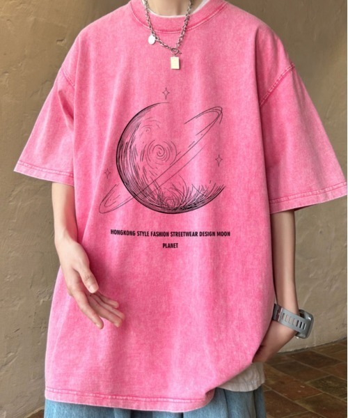 SHEPP(シープ)の「【UNISEX】ムーンプリントピグメントT ハーフスリーブ(Tシャツ/カットソー・メンズ・ベージュ/ブラック/ピンク/パープル・XL/L)」の21枚目の写真