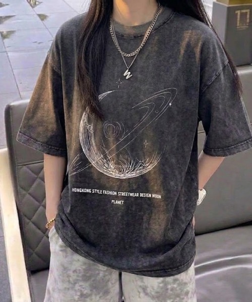 SHEPP(シープ)の「【UNISEX】ムーンプリントピグメントT ハーフスリーブ(Tシャツ/カットソー・メンズ・ベージュ/ブラック/ピンク/パープル・XL/L)」の22枚目の写真
