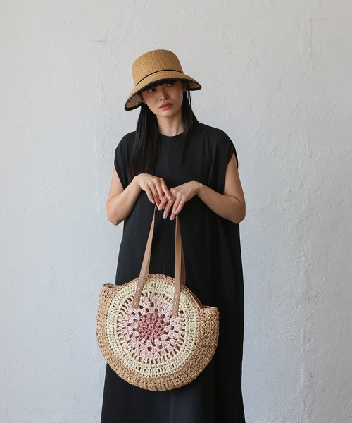 VitaFelice（ヴィータフェリーチェ）の「ペーパーブレードサークルバッグ　トートバッグ かごバッグ ビッグトート（かごバッグ・レディース・ブルー/ピンク/ブラウン/パープル・FREE）」の11枚目の写真