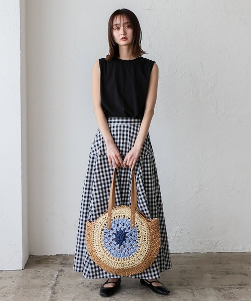 VitaFelice（ヴィータフェリーチェ）の「ペーパーブレードサークルバッグ　トートバッグ かごバッグ ビッグトート（かごバッグ・レディース・ブルー/ピンク/ブラウン/パープル・FREE）」の17枚目の写真