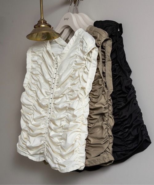shirring hook sleeveless tops / シャーリングホックスリーブ