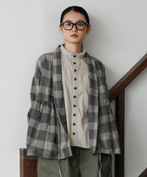 GUCCI チェック柄 ノーカラージャケット（未着用） GUCCI(グッチ) チェックテーラードジャケット720589 720589