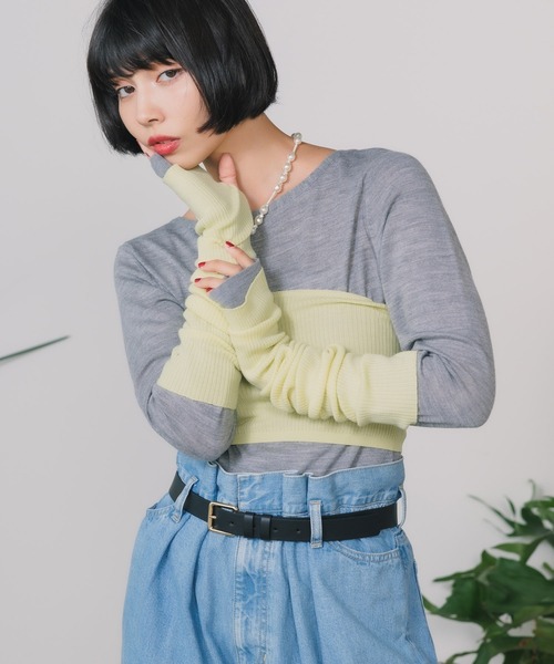 CURRENTAGE/カレンテージ FARBE バイカラーセットニット 3点セット