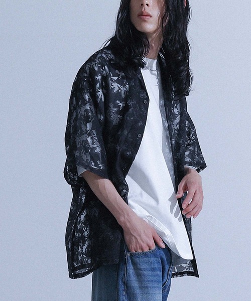MDR(エムディアール)の「シアージャカード半袖オープンカラーシャツ(シャツ/ブラウス・メンズ・ブラック/ボルドー・L/M)」の4枚目の写真