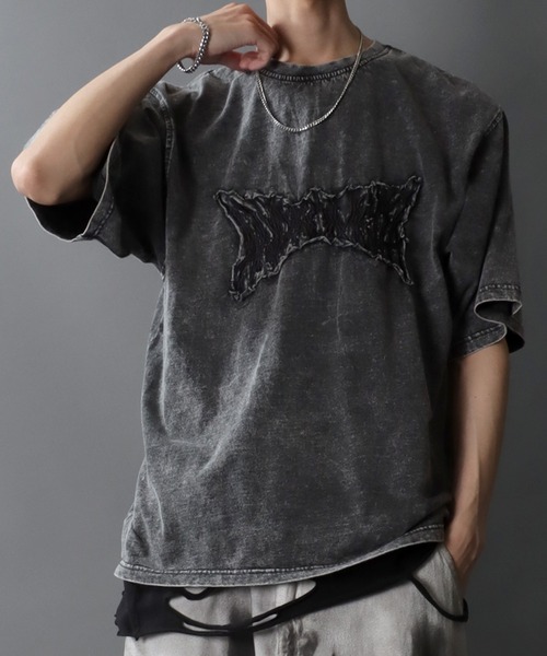 tシャツ WASHED MULTI LOGO OVERSIZED T-SHIRT/ヴィンテージライクオーバーダイオーバーサイズマルチロゴTシャツ レデ 杢オーバーダイロゴヴィンテージライクTシャツ[品番