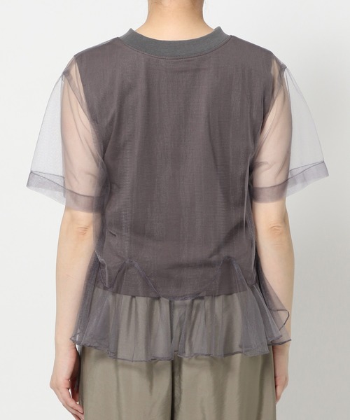 mysty woman（ミスティウーマン）の「チュールレイヤードT 575219（Tシャツ/カットソー・レディース・ブラック/オフホワイト/チャコールグレー・FREE）」の14枚目の写真