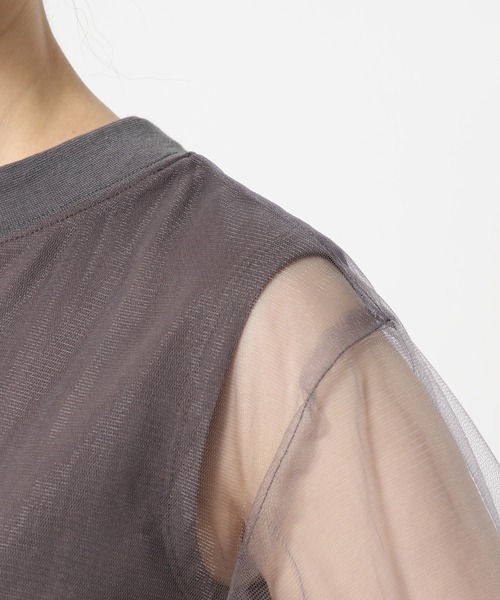 mysty woman（ミスティウーマン）の「チュールレイヤードT 575219（Tシャツ/カットソー・レディース・ブラック/オフホワイト/チャコールグレー・FREE）」の11枚目の写真