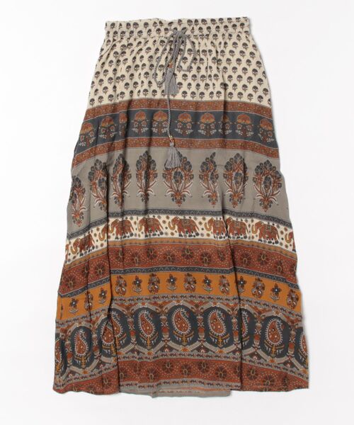 チャイハネ(チャイハネ)の「【チャイハネ】エスニックプリント ナリアロングスカート(スカート・レディース・ベージュ/カーキ/ピンク・FREE)」の3枚目の写真