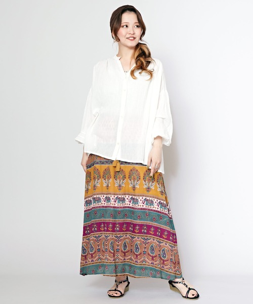 チャイハネ(チャイハネ)の「【チャイハネ】エスニックプリント ナリアロングスカート(スカート・レディース・ベージュ/カーキ/ピンク・FREE)」の9枚目の写真