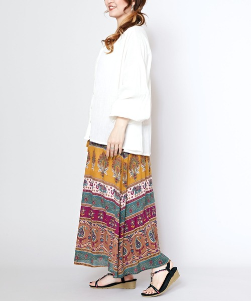 チャイハネ(チャイハネ)の「【チャイハネ】エスニックプリント ナリアロングスカート(スカート・レディース・ベージュ/カーキ/ピンク・FREE)」の8枚目の写真